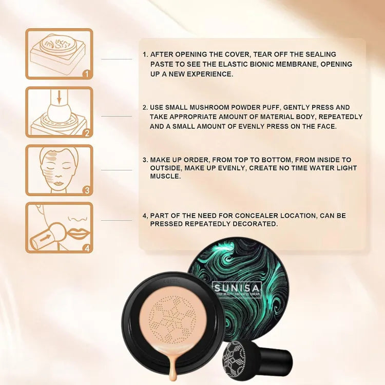 SUNISA Foundation Base Waterproof Mushroom Head Air Cushion CC Cream